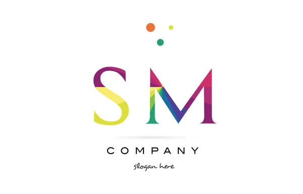 Sm s m kreative Regenbogenfarben Alphabet Buchstabe Logo Symbol — Stockvektor