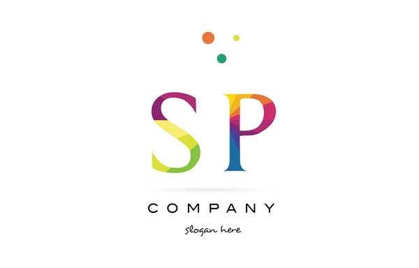 Sp s p  creative rainbow colors alphabet letter logo icon — Stock Vector