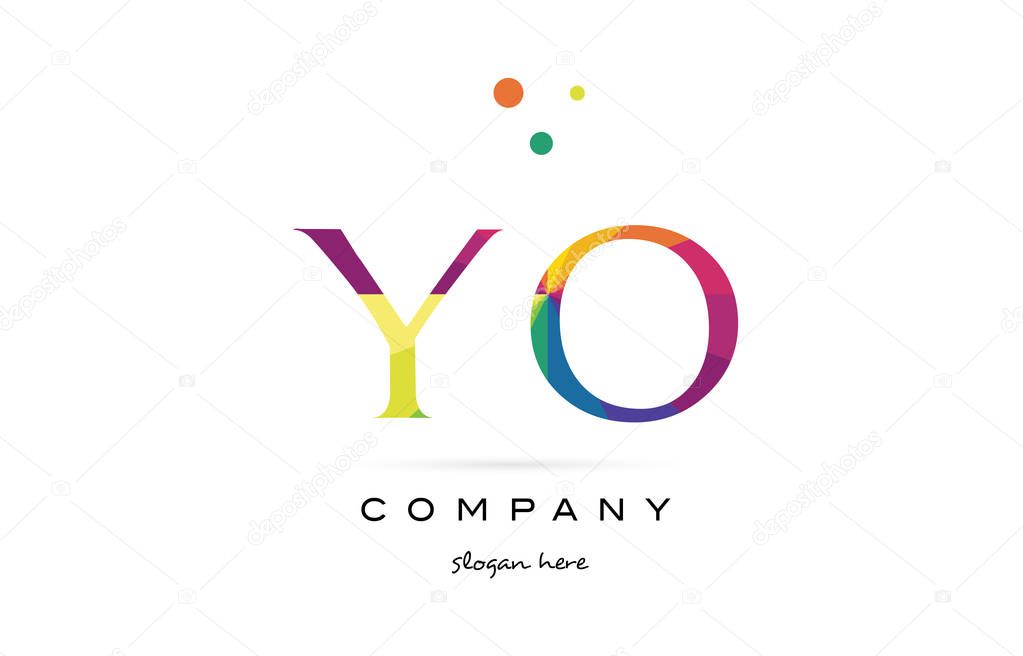 Yo y o  creative rainbow colors colored alphabet company letter logo design vector icon template