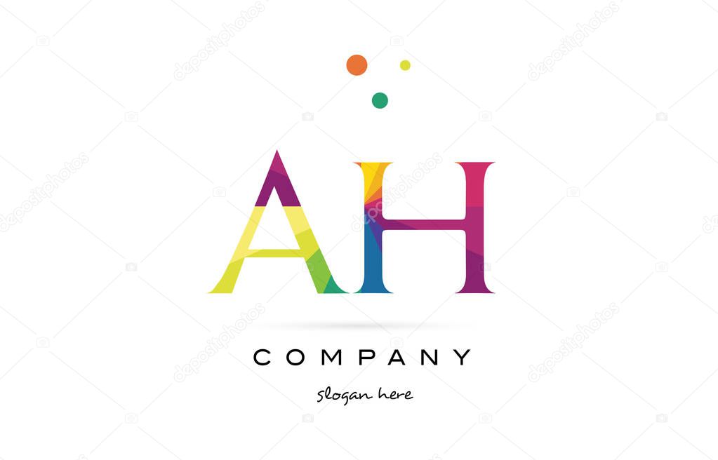 Ah a h  creative rainbow colors colored alphabet company letter logo design vector icon template