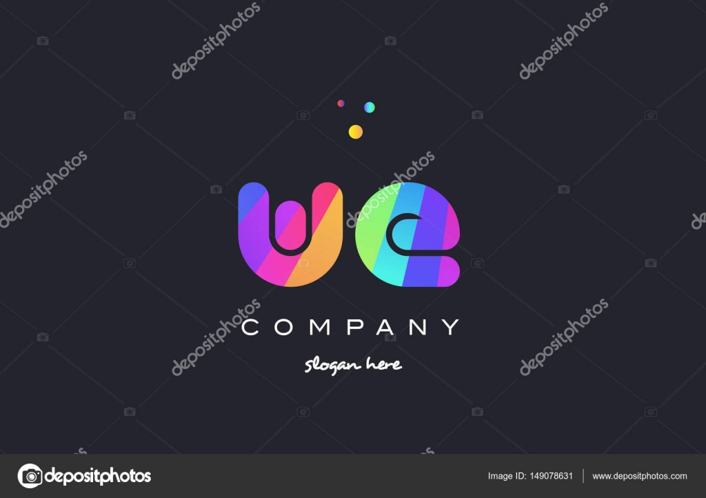 我々 W E 色の虹色の創造的なアルファベット文字ロゴ Ico ストックベクター C Dragomirescu