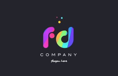 FD f d gökkuşağı yaratıcı renkleri Alfabe harf logo ICO renkli