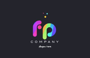 Gökkuşağı yaratıcı renkleri Alfabe harf logo ICO renkli fp f p