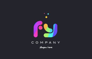 Gökkuşağı yaratıcı renkleri Alfabe harf logo ICO renkli fy f y
