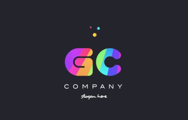 GC g c renkli gökkuşağı yaratıcı renkleri Alfabe harf logo ICO