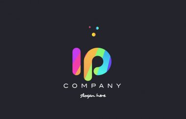 IP ben p gökkuşağı yaratıcı renkleri Alfabe harf logo ICO renkli