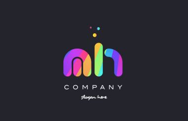 Gökkuşağı yaratıcı renkleri Alfabe harf logo ICO MH m h renkli