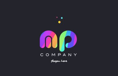 Gökkuşağı yaratıcı renkleri Alfabe harf logo ICO renkli mp m p