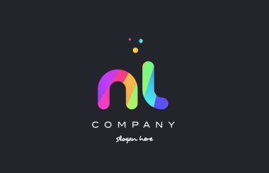 Gökkuşağı yaratıcı renkleri Alfabe harf logo ICO renkli nl n l
