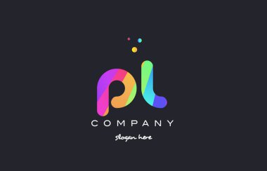 Gökkuşağı yaratıcı renkleri Alfabe harf logo ICO renkli pl p l