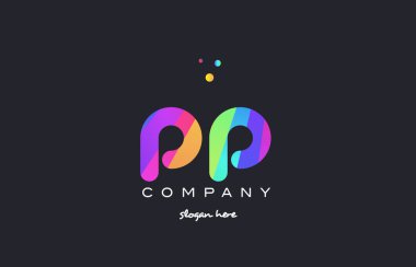 PP p renkli gökkuşağı yaratıcı renkleri Alfabe harf logo simge