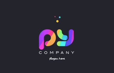 Gökkuşağı yaratıcı renkleri Alfabe harf logo ICO renkli py p y