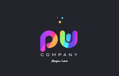 Gökkuşağı yaratıcı renkleri Alfabe harf logo ICO PW p w renkli