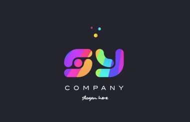 Gökkuşağı yaratıcı renkleri Alfabe harf logo ICO renkli sy s y