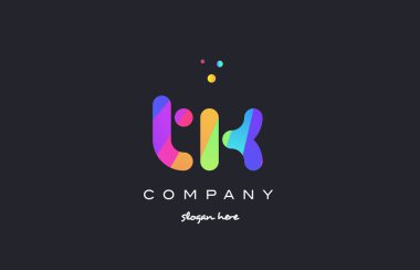 Gökkuşağı yaratıcı renkleri Alfabe harf logo ICO TK t k renkli