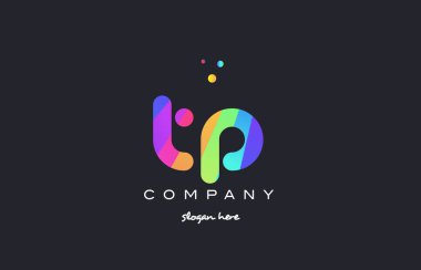 Gökkuşağı yaratıcı renkleri Alfabe harf logo ICO renkli tp t p