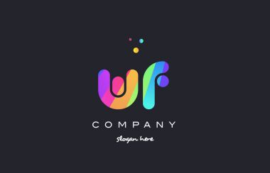 Wf w f  colored rainbow creative colors alphabet letter logo ico vector