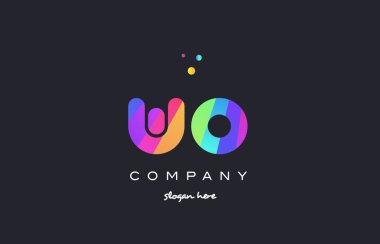 Wo w o gökkuşağı yaratıcı renkleri Alfabe harf logo ICO renkli