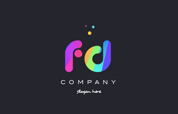 Fd f d 彩色彩虹创意颜色字母表字母标志 ico — 图库矢量图片
