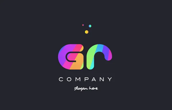 彩色彩虹创意颜色字母表字母标志 ico 的 gr g r — 图库矢量图片