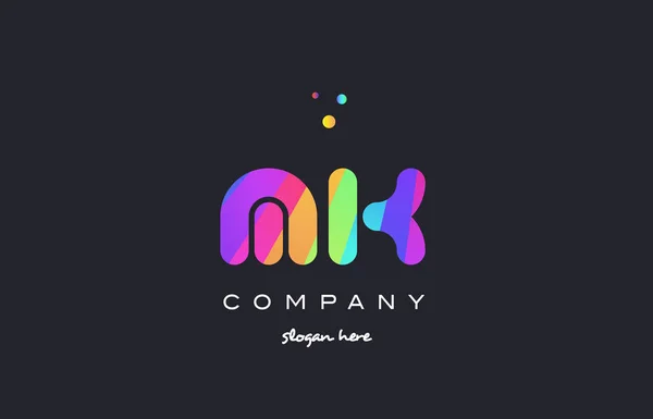 Mk m k  colored rainbow creative colors alphabet letter logo ico — Stock Vector