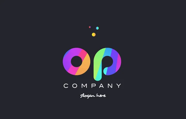 彩色彩虹创意颜色字母表字母标志 ico 的 op o p — 图库矢量图片