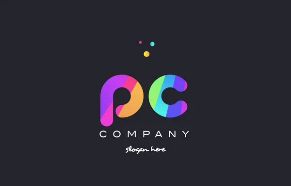 Pc p c 彩色彩虹创意颜色字母表字母标志 ico — 图库矢量图片