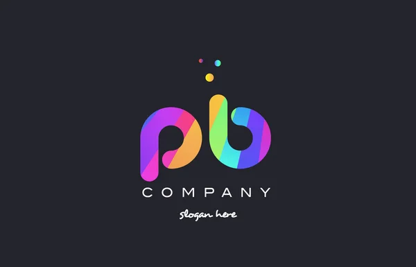 Pb p b 彩色彩虹创意颜色字母表字母标志 ico — 图库矢量图片