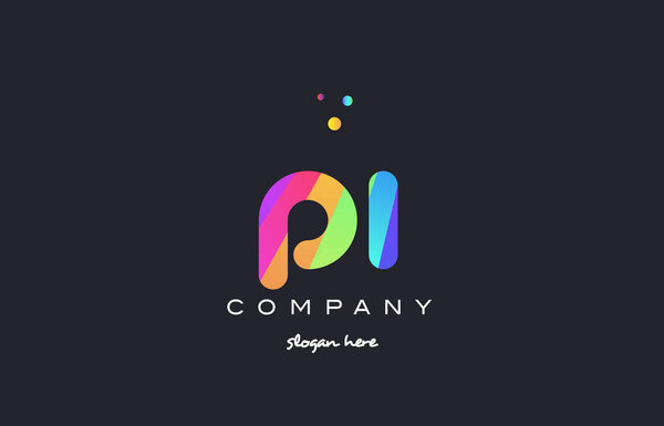 pi p i colored rainbow creative colors and habet letter logo
