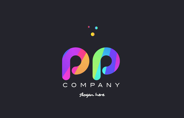 pp p цветной радуги творческие цвета алфавита буква значок логотипа
