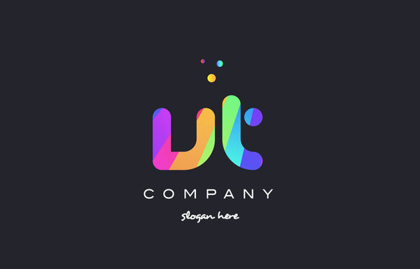 vt v t  colored rainbow creative colors alphabet letter logo ico