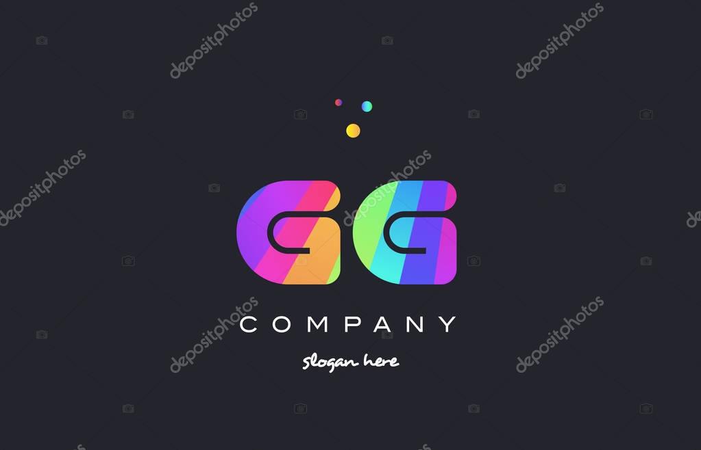 Gg g g  creative rainbow green orange blue purple magenta pink artistic alphabet company letter logo design vector icon template