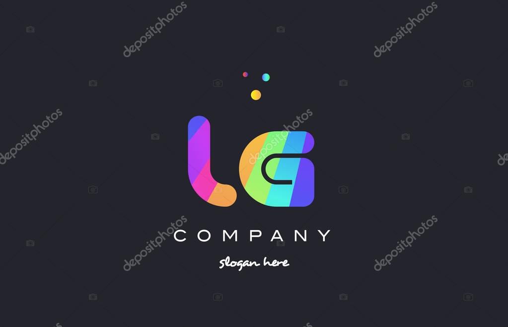 Lg l g  creative rainbow green orange blue purple magenta pink artistic alphabet company letter logo design vector icon template