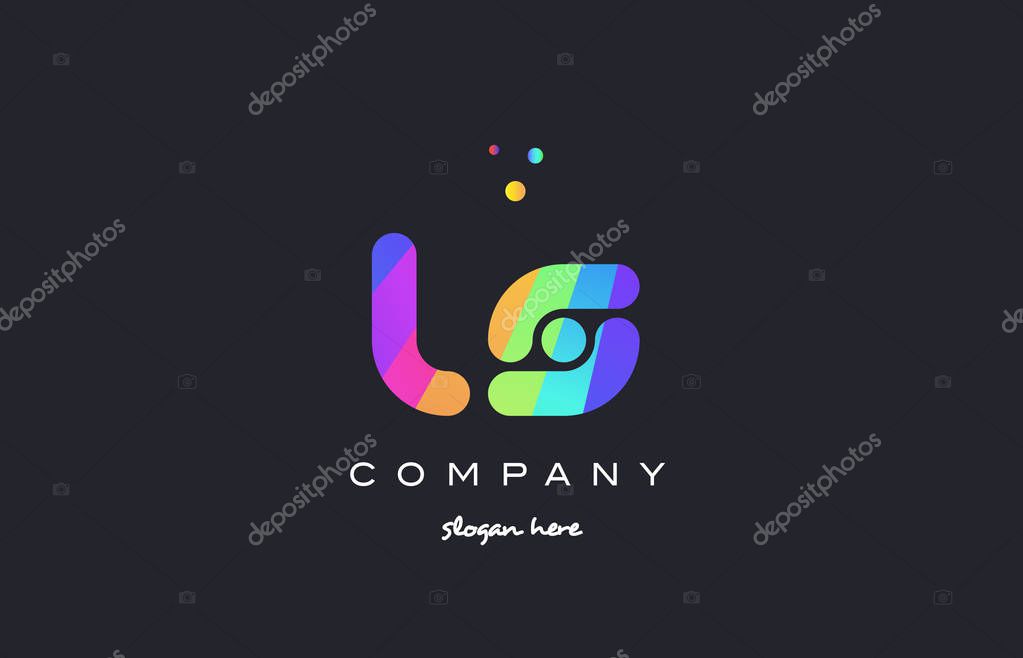 Ls l s  creative rainbow green orange blue purple magenta pink artistic alphabet company letter logo design vector icon template
