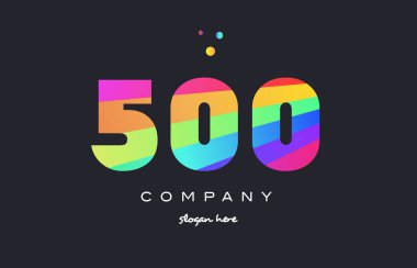 500 renkli gökkuşağı yaratıcı sayı basamaklı rakam logo simge