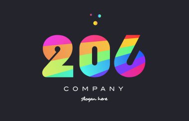 206 renkli gökkuşağı yaratıcı sayı basamaklı rakam logo simge