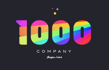 1000 renkli gökkuşağı yaratıcı sayı basamaklı rakam logo simge