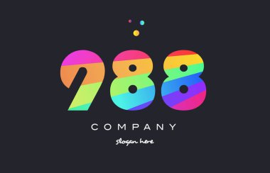 988 renkli gökkuşağı yaratıcı sayı basamaklı rakam logo simge