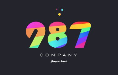 987 renkli gökkuşağı yaratıcı sayı basamaklı rakam logo simge
