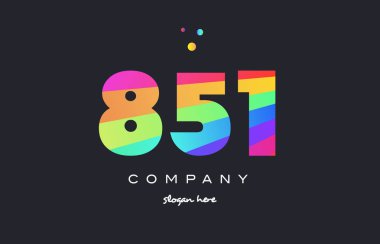 851 renkli gökkuşağı yaratıcı sayı basamaklı rakam logo simge
