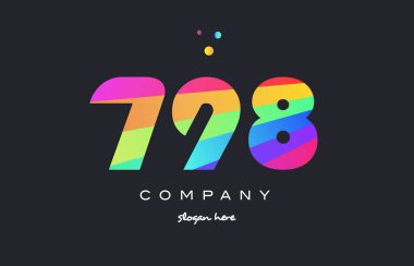 798 renkli gökkuşağı yaratıcı sayı basamaklı rakam logo simge