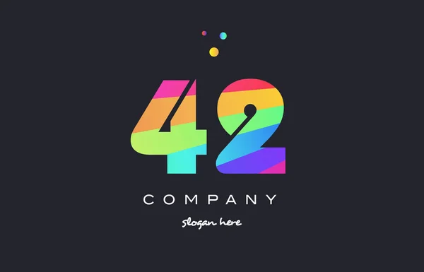 42 quarante-deux couleur arc-en-ciel numéro créatif chiffre logo numérique — Image vectorielle