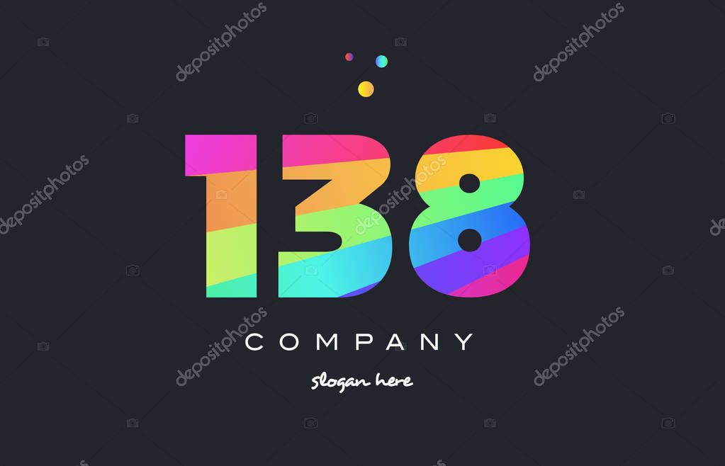 138 creative color green orange blue magenta pink number digit company logo vector icon spectrum