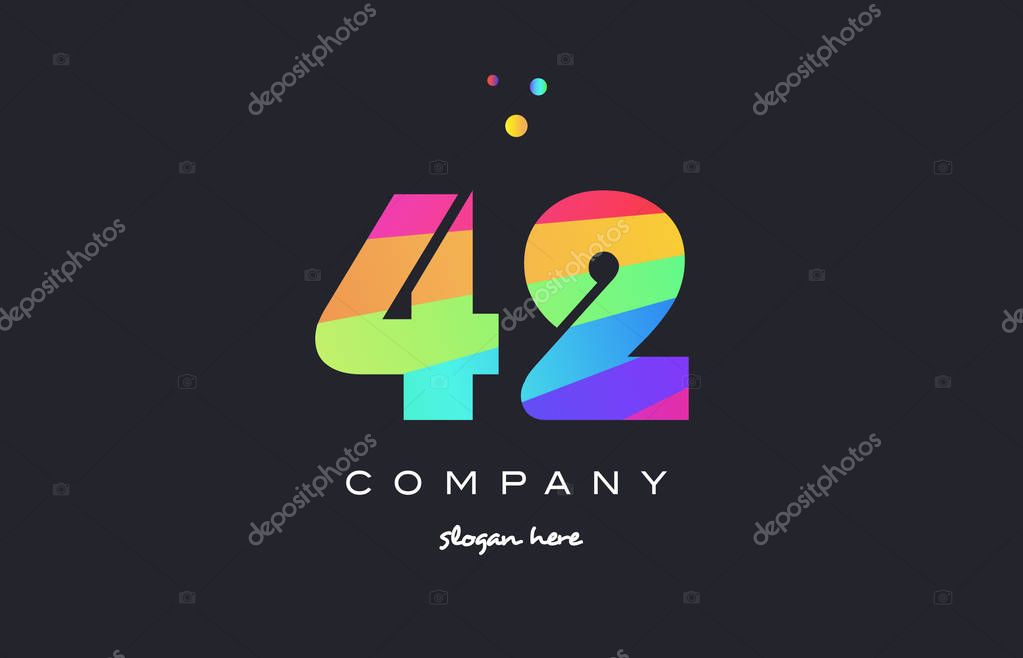 42 forty two creative color green orange blue magenta pink number digit company logo vector icon spectrum