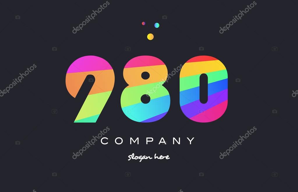 980 creative color green orange blue magenta pink number digit company logo vector icon spectrum