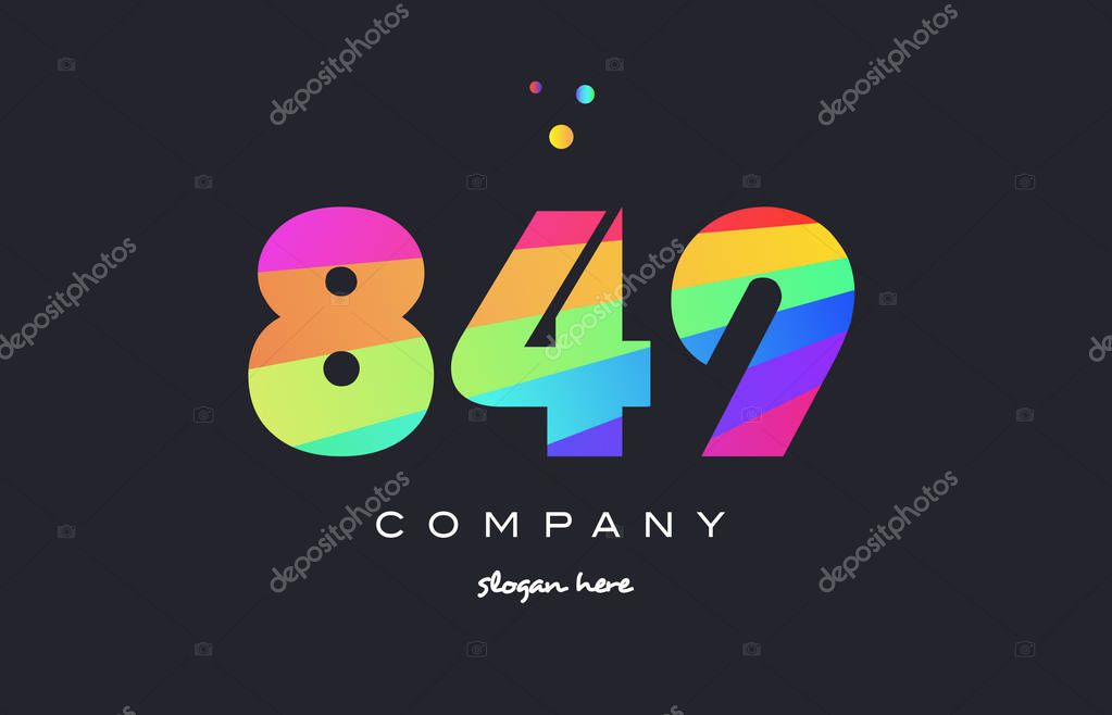 849 creative color green orange blue magenta pink number digit company logo vector icon spectrum