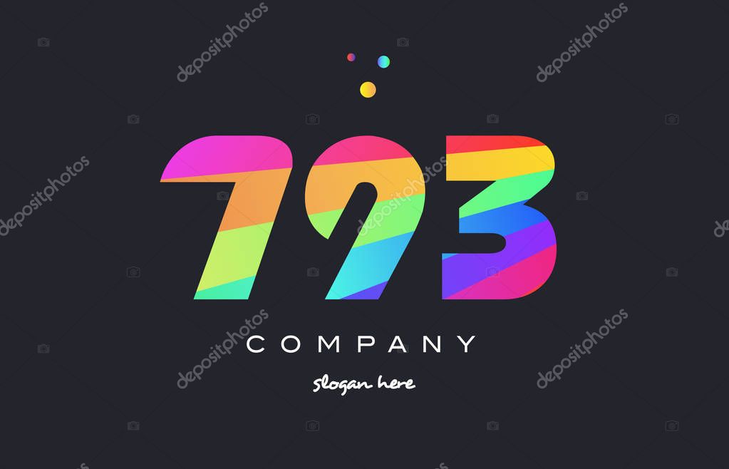 793 creative color green orange blue magenta pink number digit company logo vector icon spectrum