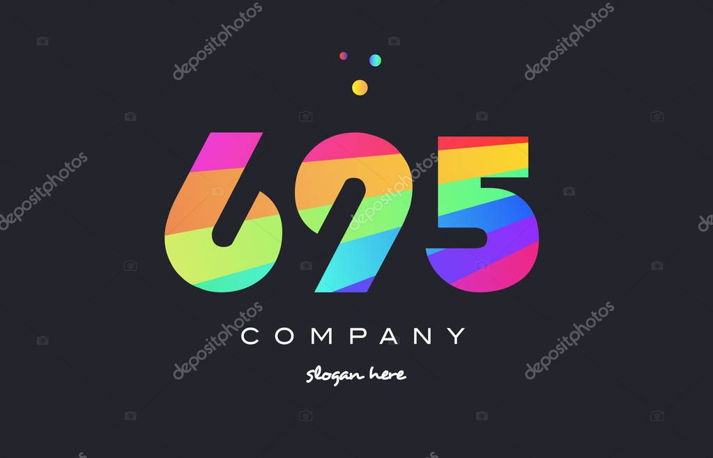 695 creative color green orange blue magenta pink number digit company logo vector icon spectrum