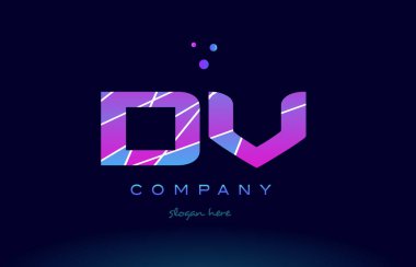DV d v renkli mavi pembe mor Alfabe harf logo simge vecto