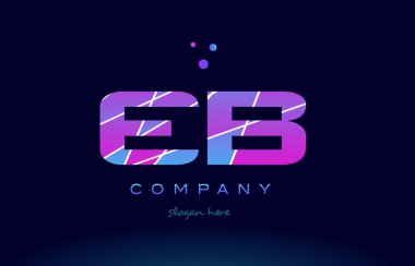 EB e b mavi pembe mor Alfabe harf logo simge vecto renkli